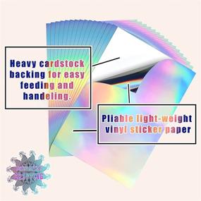 img 2 attached to 🌟 Premium Printable A4 Holographic Sticker Paper - 20 Sheets, Quick-Drying, Glossy, Die-Cut Machine Compatible, Ideal for Scrapbooking, Self-Adhesive, Inkjet/Laser Printer Compatible