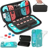 🎮 heystop compatible with switch lite carrying case & glitter tpu protective cover - nintendo switch lite accessory kit with games card & thumb grips (black) logo