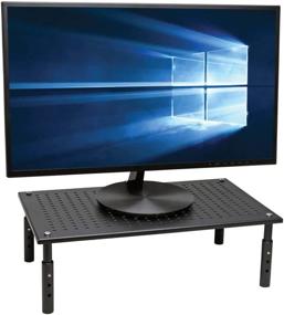 img 3 attached to Tripp Lite Adjustable Height Computer Monitor Stand 🖥️ - 18 x 11 Inches - Metal - Black