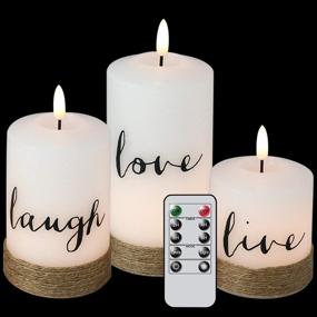 img 4 attached to 🕯️ DRomance Flameless Flickering Candles Battery Operated with 10-Key Remote and Timer | Set of 3 Real Wax 3D Wick Hemp Rope LED Pillar Candles | White | Christmas Decor | Sizes: 3 x 4.7, 5.7, 6.7 Inches