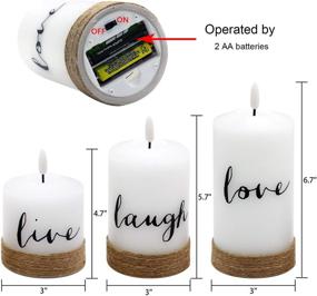 img 3 attached to 🕯️ DRomance Flameless Flickering Candles Battery Operated with 10-Key Remote and Timer | Set of 3 Real Wax 3D Wick Hemp Rope LED Pillar Candles | White | Christmas Decor | Sizes: 3 x 4.7, 5.7, 6.7 Inches