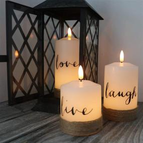 img 2 attached to 🕯️ DRomance Flameless Flickering Candles Battery Operated with 10-Key Remote and Timer | Set of 3 Real Wax 3D Wick Hemp Rope LED Pillar Candles | White | Christmas Decor | Sizes: 3 x 4.7, 5.7, 6.7 Inches