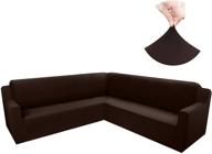 🛋️ rofasvco corner sectional couch covers: ultimate protection and comfort for l-shaped sofas - water resistant, pet friendly, anti-slip (coffee, large) logo