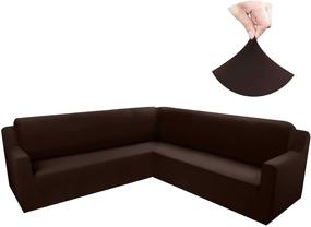 img 4 attached to 🛋️ ROFASVCO Corner Sectional Couch Covers: Ultimate Protection and Comfort for L-Shaped Sofas - Water Resistant, Pet Friendly, Anti-Slip (Coffee, Large)