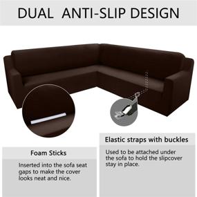 img 1 attached to 🛋️ ROFASVCO Corner Sectional Couch Covers: Ultimate Protection and Comfort for L-Shaped Sofas - Water Resistant, Pet Friendly, Anti-Slip (Coffee, Large)