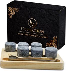 img 4 attached to 🥃 Premium Whiskey Chilling Stones Gift Set of 6 with Wooden Storage Tray & Forceps: Keep Drinks Cool without Dilution. Round Granite Rocks Enhance Cocktails and Scotch, Replacing Ice Cubes or Soapstone