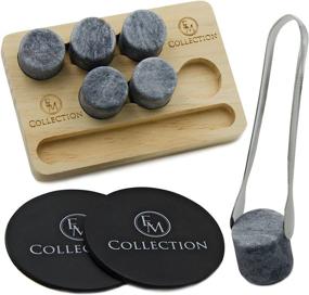 img 3 attached to 🥃 Premium Whiskey Chilling Stones Gift Set of 6 with Wooden Storage Tray & Forceps: Keep Drinks Cool without Dilution. Round Granite Rocks Enhance Cocktails and Scotch, Replacing Ice Cubes or Soapstone