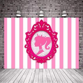 img 2 attached to 🎀 Pink and White Striped Doll Head Photo Frame: Glamour Girl Photography Background for Party Decor, 7x5ft, Photo Booth Banner for Cake Table Supplies: LSVV1009