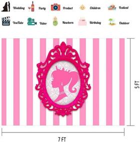 img 3 attached to 🎀 Pink and White Striped Doll Head Photo Frame: Glamour Girl Photography Background for Party Decor, 7x5ft, Photo Booth Banner for Cake Table Supplies: LSVV1009