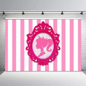 img 1 attached to 🎀 Pink and White Striped Doll Head Photo Frame: Glamour Girl Photography Background for Party Decor, 7x5ft, Photo Booth Banner for Cake Table Supplies: LSVV1009