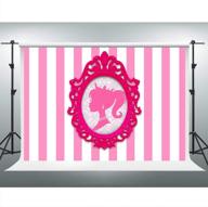 🎀 pink and white striped doll head photo frame: glamour girl photography background for party decor, 7x5ft, photo booth banner for cake table supplies: lsvv1009 logo