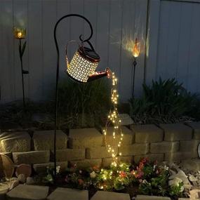 img 4 attached to 🌼 XUEF Garden Solar Powered Watering Can Shower Light with Star Lights LED String Fairy Lights for Outdoor Home Path Patio Yard Lawn, White