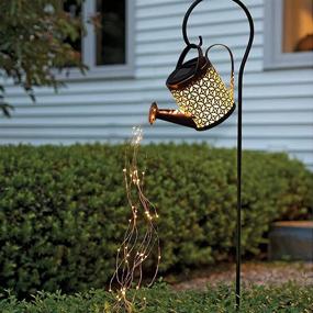 img 3 attached to 🌼 XUEF Garden Solar Powered Watering Can Shower Light with Star Lights LED String Fairy Lights for Outdoor Home Path Patio Yard Lawn, White