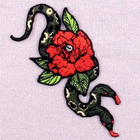 img 2 attached to The Dual-Headed Serpent and Floral Patch Embroidered 🐍 Applique Badge - Iron On or Sew On Emblem