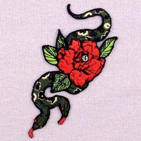 img 1 attached to The Dual-Headed Serpent and Floral Patch Embroidered 🐍 Applique Badge - Iron On or Sew On Emblem