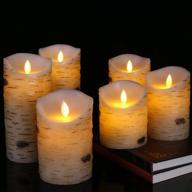 🕯️ set of 6 real birch bark wax flameless led candles with flickering light, timer, and 10-key remote control - perfect for wedding, votive, yoga, and decoration логотип