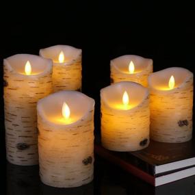 img 4 attached to 🕯️ Set of 6 Real Birch Bark Wax Flameless LED Candles with Flickering Light, Timer, and 10-Key Remote Control - Perfect for Wedding, Votive, Yoga, and Decoration