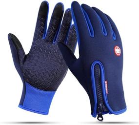 img 4 attached to Ytuomzi Winter Gloves: Touch Screen, Warm & Windproof for Cold Weather Cycling, Driving - Thermal Mittens with Non-Slip Silicone Gel & Adjustable Full Finger Telefingers