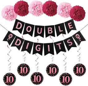 img 4 attached to Декорации для девочек на 10-й день рождения Excelloon Double Digits - фольгированные воздушные шары - Розовое золото. Праздничные принадлежности для десятилетия.