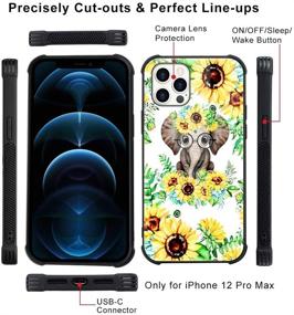 img 2 attached to 🌻 Stylish & Sturdy iPhone 12 Pro Max Case: Sunflower Elephant Cute Design with Shockproof Protection for Girls & Women