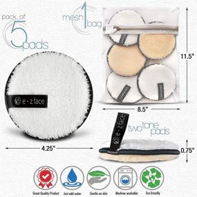 img 2 attached to 🌿 E-Z Face Reusable Makeup Remover Pads - Two Tone Micro-Fiber Pads for All Skin Types - Pack of 5 Super Soft Washable Pads for Chemical Free Cleansing & Laundry - Including a Convenient Bag