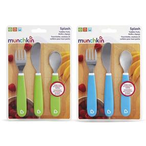 img 1 attached to 🍴 6-Pack Munchkin Splash Toddler Fork, Knife and Spoon Set in Blue/Green: Ideal Utensils for Mess-Free Mealtime!