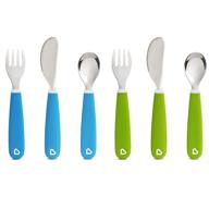 🍴 6-pack munchkin splash toddler fork, knife and spoon set in blue/green: ideal utensils for mess-free mealtime! logo