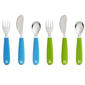 img 4 attached to 🍴 6-Pack Munchkin Splash Toddler Fork, Knife and Spoon Set in Blue/Green: Ideal Utensils for Mess-Free Mealtime!