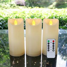 img 2 attached to 🕯️ Homemory 3x7 Outdoor Waterproof Flameless Candles - Timers & Remote Control - Battery Operated LED Plastic Candles - Ivory (Set of 3)