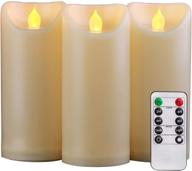 🕯️ homemory 3x7 outdoor waterproof flameless candles - timers & remote control - battery operated led plastic candles - ivory (set of 3) логотип