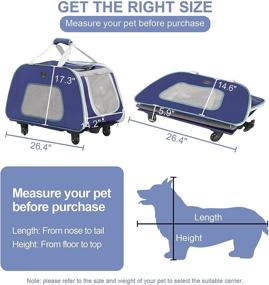 img 3 attached to 🐶 Medium Dog and Cat Carrier with Wheels - Collapsible Pet Travel Carrier for Small to Medium-Sized Pets Up to 33 lbs, with Telescopic Handle, Mesh Windows for Ventilation, and Safety Rope