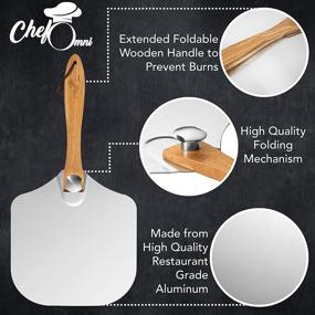 img 1 attached to 🍕 12 Inch Pizza Peel with Foldable Wood Handle and 14 Inch Stainless Steel Pizza Rocker Cutter - Convenient Metal Pizza Peel Spatula for Making and Turning Homemade Pizza