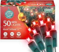 holiday spirit christmas lights - 50 led christmas string lights for indoor & outdoor use - ul approved - ideal for christmas tree lights, outdoor displays, weddings, parties - 17ft length (red) logo