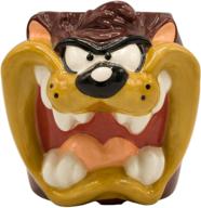 silver buffalo looney tunes taz ☕ face ceramic mug: 3d sculpted, 24-ounces, brown logo