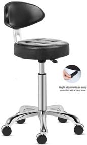 img 3 attached to 🪑 Kaleurrier Rolling Stool Salon Chair with Smooth-Rolling Wheels 360-degree Swivel Seat Heavy Duty Hydraulic Height Adjustable High Barber Cutting Stools (Black, with Backrest) - Enhancing SEO