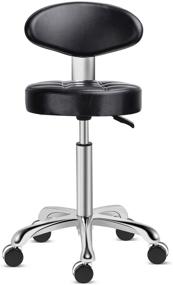 img 4 attached to 🪑 Kaleurrier Rolling Stool Salon Chair with Smooth-Rolling Wheels 360-degree Swivel Seat Heavy Duty Hydraulic Height Adjustable High Barber Cutting Stools (Black, with Backrest) - Enhancing SEO