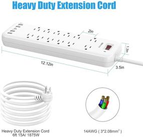 img 1 attached to MKSENSE Power Strip with 12 Outlets & 4 USB Ports - Surge Protector for Home Office - White