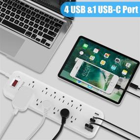 img 3 attached to MKSENSE Power Strip with 12 Outlets & 4 USB Ports - Surge Protector for Home Office - White