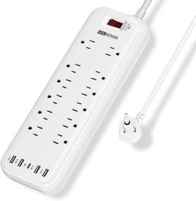 img 4 attached to MKSENSE Power Strip with 12 Outlets & 4 USB Ports - Surge Protector for Home Office - White