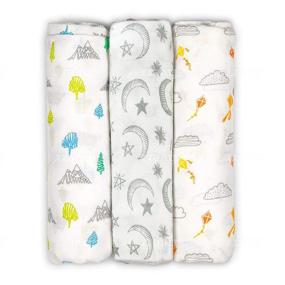 img 3 attached to Premium Organic Muslin Swaddle Blankets with Star Cloud and Tree Patterns – 100% GOTS Bamboo, Luxe Comfort - Aurifly