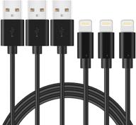 кабель зарядного устройства marchpower для iphone 3-pack 6ft lightning usb быстрой зарядки mfi сертифицирован для ipad (2020) iphone 13 12 11 pro max xr xs x 8 plus 7 plus 6s 5s se ipad pro air ipod touch - черный логотип