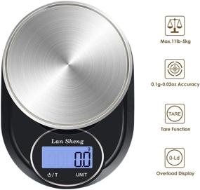 img 2 attached to 🥗 Lan Sheng Food Scale 5000g/0.1g Digital Kitchen Scale - Perfect for Cooking, Baking, and Weight Loss | Ultra-Accurate Measurement in Grams and Ounces | 7 Unit Options & Adjustable Shutdown Time | High-Definition LCD & Sleek Stainless Steel Design (Batteries Included)