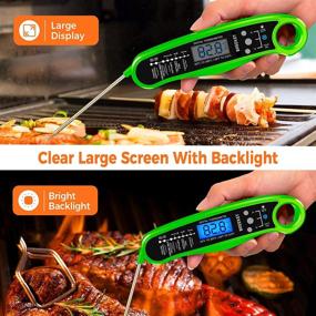 img 1 attached to 🥩 BREEKET 2-in-1 Instant Read Meat Thermometer for Cooking - Fast & Precise Digital Food Thermometer with Backlight, Magnet, Calibration, and Dual Foldable Probe - Ideal for Deep Fry, BBQ, Grill (Green)