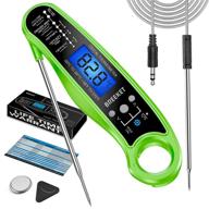 🥩 breeket 2-in-1 instant read meat thermometer for cooking - fast & precise digital food thermometer with backlight, magnet, calibration, and dual foldable probe - ideal for deep fry, bbq, grill (green) logo