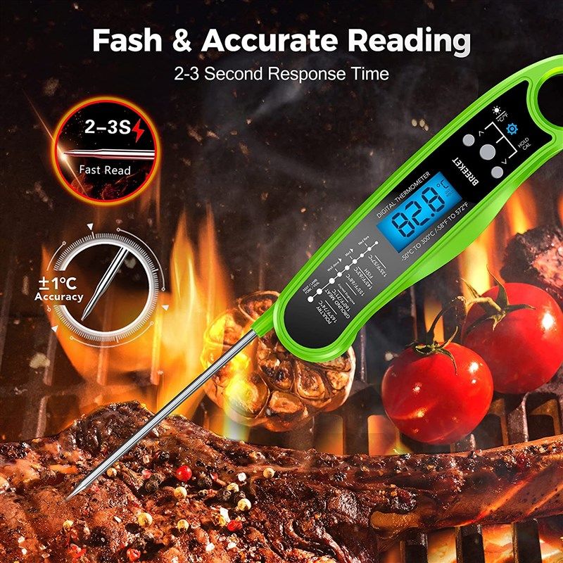 3 in 1 Digital Meat Thermometer, Instant Read Food Thermometer with 2  Detachable Wired Probe, Calibration, Alarm Function, LCD Backlight for  Grilling