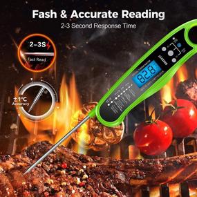 img 3 attached to 🥩 BREEKET 2-in-1 Instant Read Meat Thermometer for Cooking - Fast & Precise Digital Food Thermometer with Backlight, Magnet, Calibration, and Dual Foldable Probe - Ideal for Deep Fry, BBQ, Grill (Green)