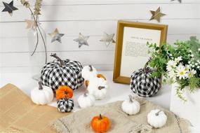 img 3 attached to 🎃 QBSM 12 Pcs Assorted Fall Artificial Pumpkins Set: Buffalo Plaid, Harvest White, Orange Velvet - Perfect for Fall Harvest Festival, Thanksgiving Decoration or Halloween Decor