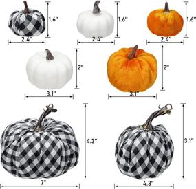 img 1 attached to 🎃 QBSM 12 Pcs Assorted Fall Artificial Pumpkins Set: Buffalo Plaid, Harvest White, Orange Velvet - Perfect for Fall Harvest Festival, Thanksgiving Decoration or Halloween Decor