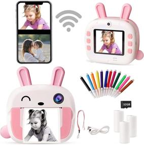 img 4 attached to 📸 Kids' Instant Print Camera with Zero Ink, 1080P HD Video Capability, 3 Rolls of Print Paper, 32G SD Card, 12 Color Pencils, WiFi Connectivity - Portable Digital Camera for Children Ages 3-14