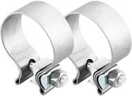 2-pack 2.5 inch exhaust band seal clamps for muffler pipes and exhaust tips, made of durable stainless steel logo